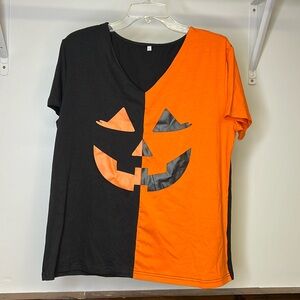 Amazon‎ Black & Orange Halloween Jack-O-Lantern T-Shirt- Large
